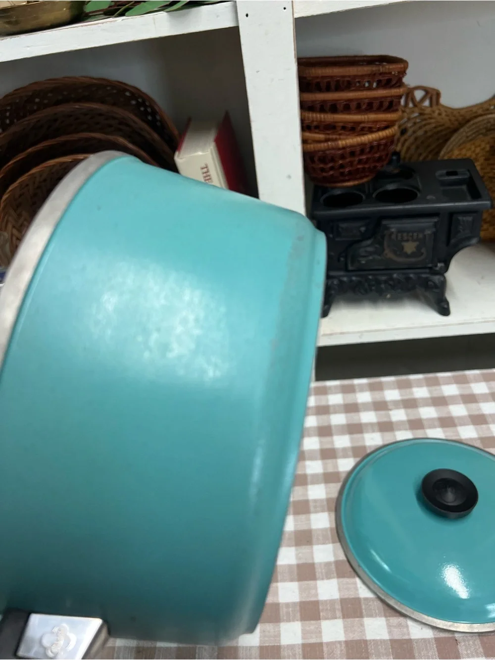 Vintage club cookware turquoise pan and lid Retro
